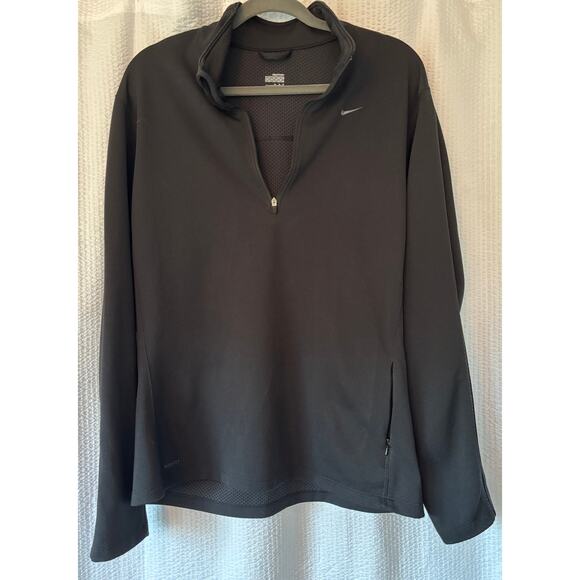 Nike Men’s Fit Dry 1/4 Zip Training Top Jacket Black Lightweight Size Medium EUC - Picture 1 of 12